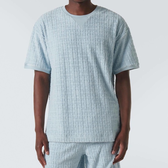 size 3XL Givenchy Terry 4G T-Shirt Blue Cotton Blend Jacquard - Picture 2 of 9